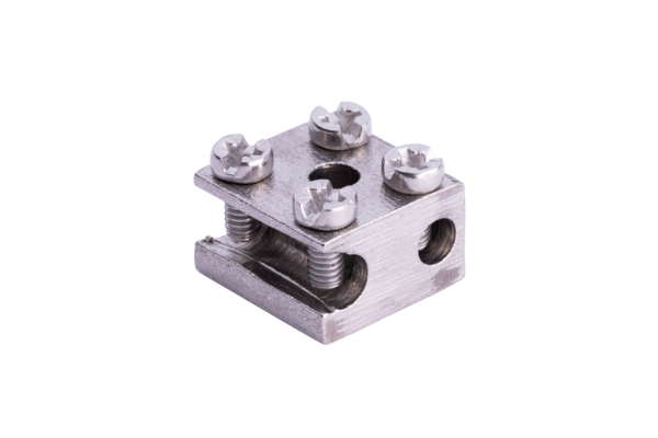 JMV Aardblokje (F) 1x25 +1x6 mm2 schuine zij-inleg, volledig RVS 316 - Productfoto transparant aardblokje jmv f volledigrvs - 20155800