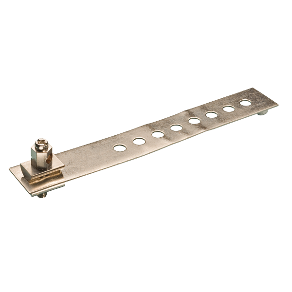 JMV Bandaardklem vernikkeld, 170x25mm, 8 gaten, max.buis 36mm draad 25mm2 - Productfoto transparant bandaardklem vernikkeld jmv 9200020 - 20155764