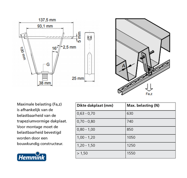 JMV dakplaathanger v-model m8/m10 - Productfoto transparant dakplaathanger v model jmv 9004121 02 - 5013903