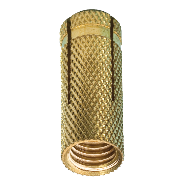 JMV Messing anker, draadmaat M6, lengte 20mm boorgat 8mm - Productfoto transparant messing anker m10 jmv 9401110 - 20156343