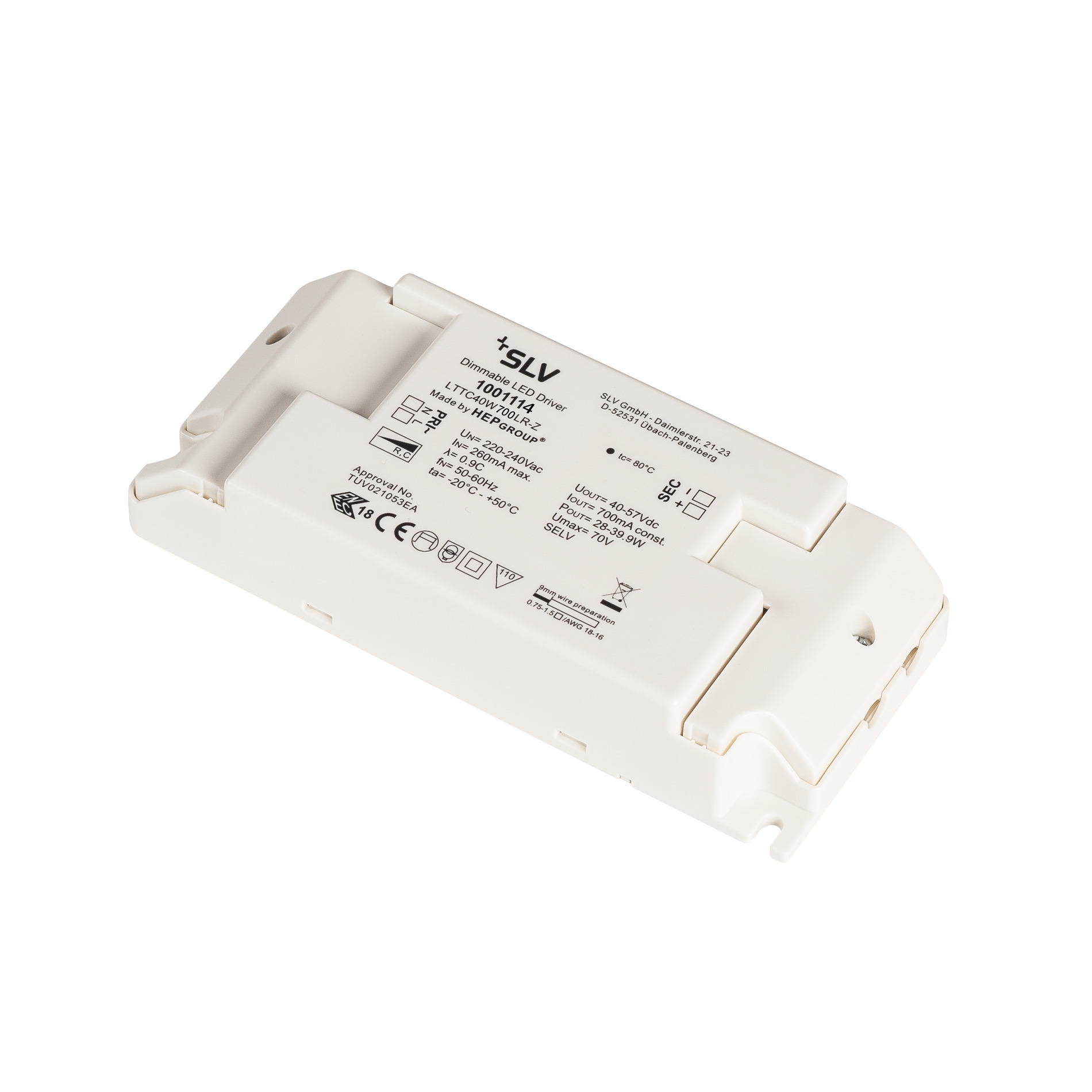 SLV Led-voeding, 700mA, 40W, dimbaar - Slv 1001114 1 h rgb - 20023076