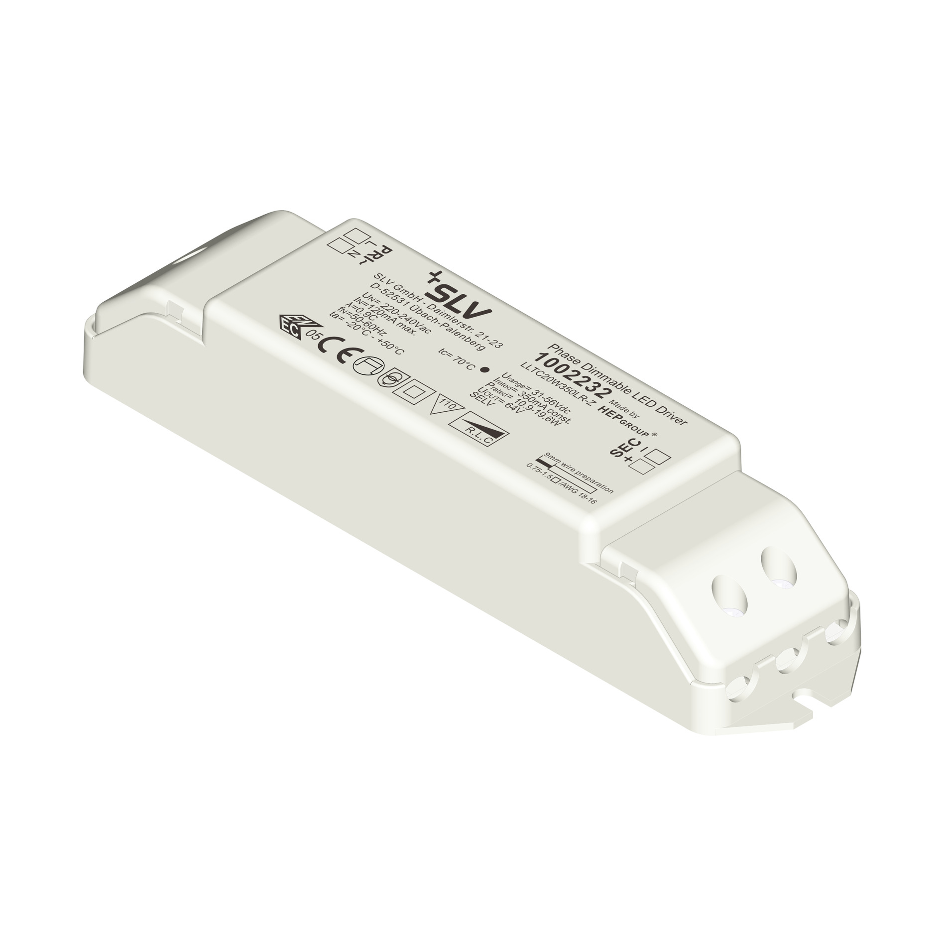 SLV Led-voeding, 350mA, 20W, dimbaar - Slv 1002232 1 h rgb - 20023381