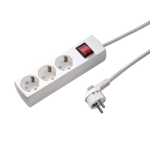 KAISER tafelcontactdoos wit 3v + schakelaar 3 mtr snoer - 04024881704242 - 11003276