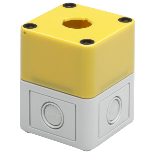 EAO Kastje grijs 65x65x81mm met geel deksel - 095aa76745f5e140e9f5f4b2d05936f8 - 20044499