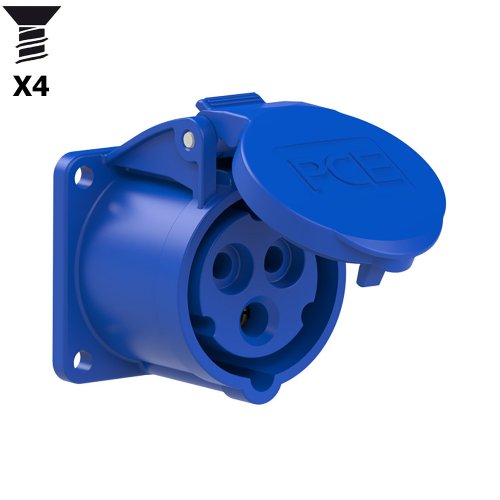 PCE CEE inbouw wcd recht 16A 3p 230V 6h blauw IP54 flens 55x55mm vg - 0eff5c3c100e0d05ddee3ac5a631d2be - 20158252
