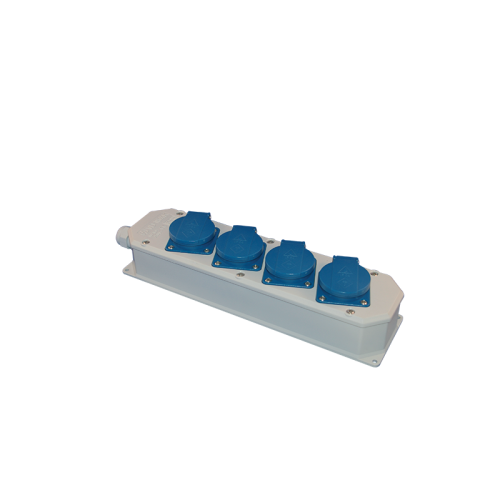 HATEHA verdeelcontactdoos grijs-blauw 4v klapdeksel VD16/4k - 12212000 - 11010270
