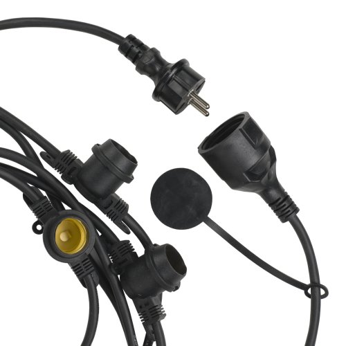 prikkabel 2x1,50 QMM 50m + fittng 50x E27 IP44 - 142610 - 11009885