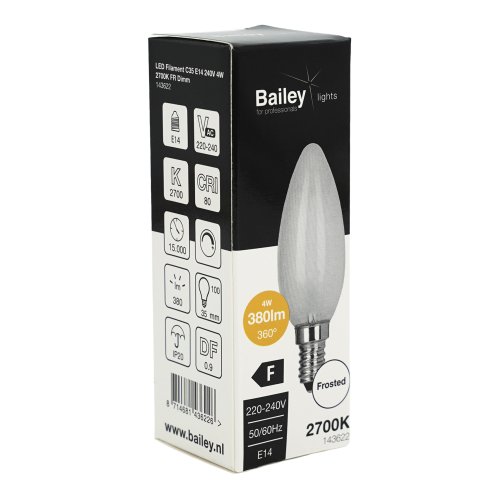 BAILEY led filament kaars 4w e14 380lm 2700k mat dimbaar - 143622 box - 11009769