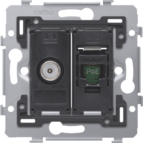 Niko Combinatie coax met RJ45-aansluiting UTP Cat. 5E, klaar voor PoE++, vl - 170 79138 image - 20055472