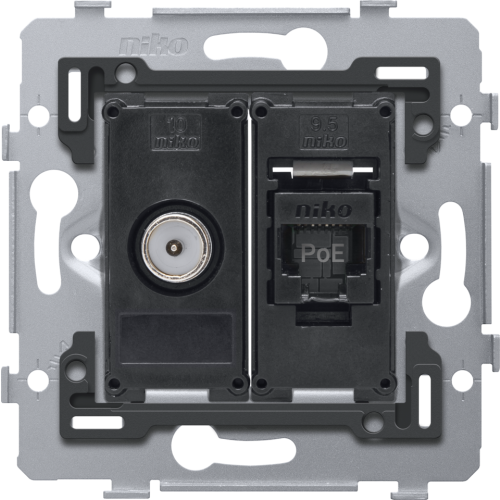Niko Combinatie coax met RJ45-aansluiting UTP Cat. 6A, klaar voor PoE++, vl - 170 79338 image - 20055486