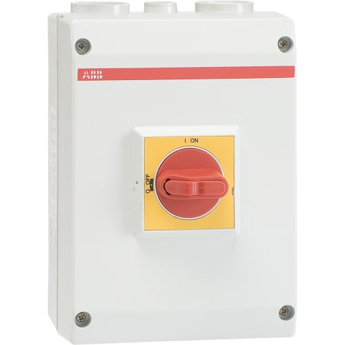 ABB Componenten Werkschakelaar 4P 18,5kW, 2 x M32 + M16, 1M rood/gele knop - 1scc341189f0013 - 20093998