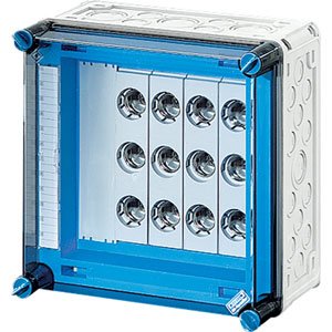 Hensel Mi Zekeringkast IP65. 4x25A 3p DII E27. op Rail 400A 5polig. 300x300mm - 2000621 etim internet - 20010956