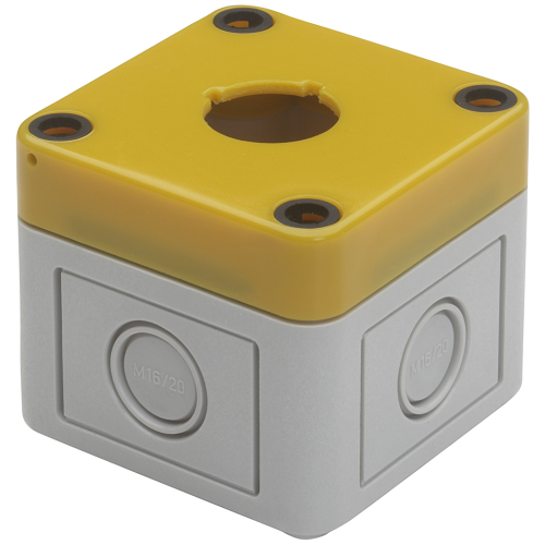 EAO Opbouwkastje t.b.v. noodstop, geel/, 65x65x57mm - 20230221123109419 1375244512 - 20045629