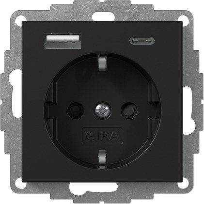 GIRA wcd 1v ra inb 1x usb-a 1x usb-c matzwart 2459005 - 2459005 - 11005062