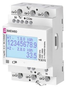 ETI 3 fase kWh-meter 80A 2xSO puls EVSE MID 3 mod - 380030285 - 20202079
