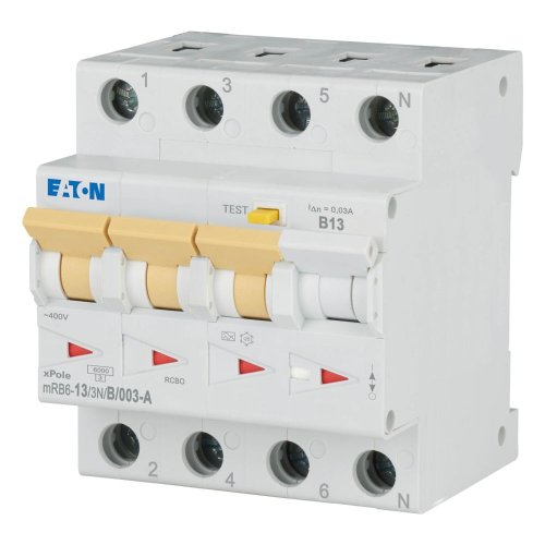Eaton Aardlekautomaat (RCBO) mRB6, B-kar., 13A, 30mA, 4P incl. N, 6 kA