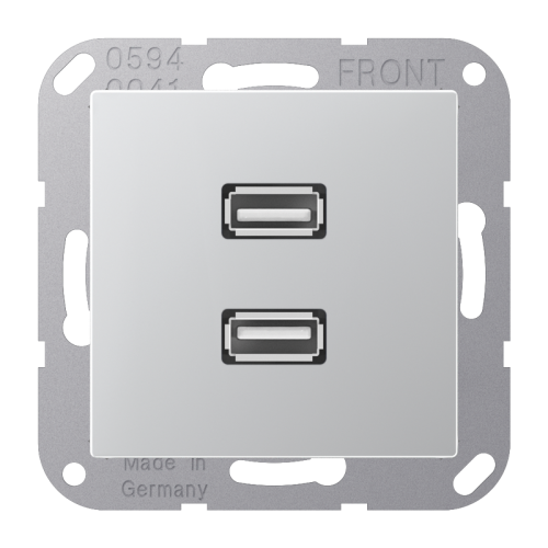 Jung Afdekking A500 aluminium voor 2xUSB - 4011377069763 - 20019949