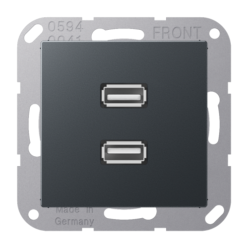 Jung Afdekking A500 antraciet voor 2xUSB - 4011377132290 - 20019950