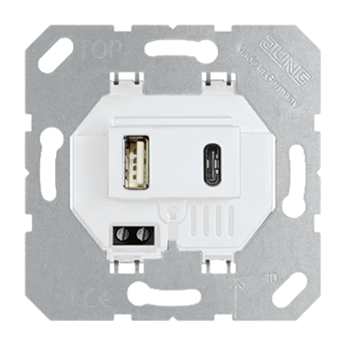 Jung USB 1xA en 1xC laadcontactds. alpine wit - 4011377176836 - 20020603
