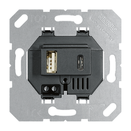 Jung USB 1xA en 1xC laadcontactdoos zwart - 4011377176843 - 20020602