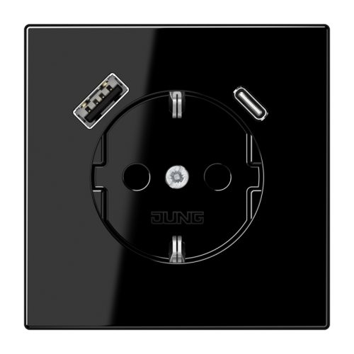 Jung Wcd.m.lader LS990 zwart v.USB type A&C - 4011377184671 - 20018916