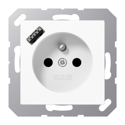 Jung Wcd.+lader A500 alp.wit penaarde+USB-A - 4011377184787 - 20015335