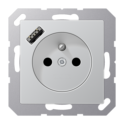 Jung Wcd.+lader A500 alu penaarde+USB-A - 4011377184800 - 20015329