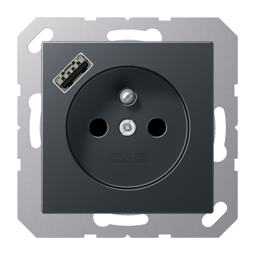 Jung Wcd.+lader A500 antr.mat penaarde+USB-A - 4011377184831 - 20015330