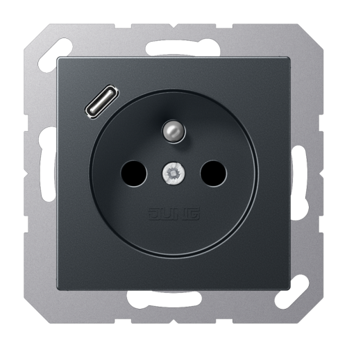 Jung Wcd.+lader A500 antr.mat penaarde+USB-C - 4011377184916 - 20015339