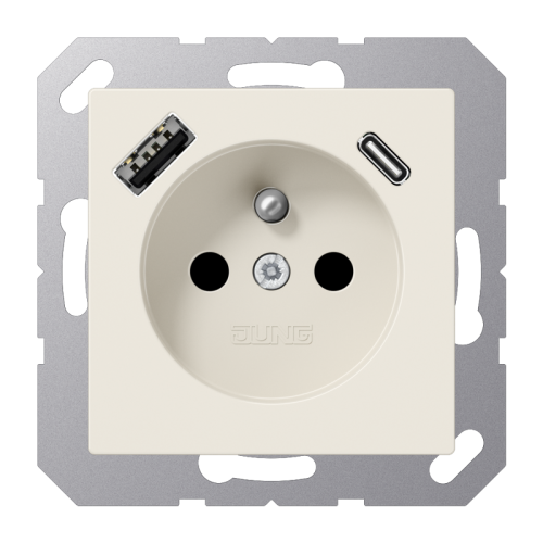 Jung Wcd.+lader A500 wit penaarde+USB-A+C - 4011377184923 - 20015319