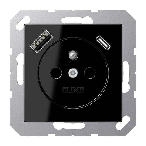Jung Wcd.+lader A500 zwart penaarde+USB-A+C - 4011377184947 - 20015324