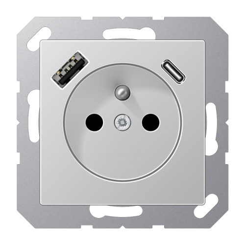 Jung Wcd.+lader A500 alu penaarde+USB-A+C - 4011377184961 - 20015320