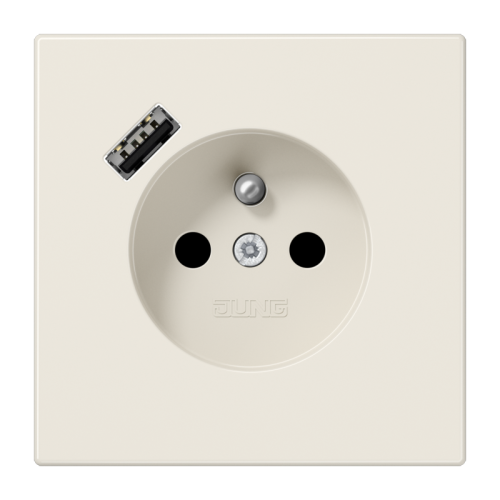 Jung Wcd.+lader LS wit penaarde+USB-A - 4011377185012 - 20019001