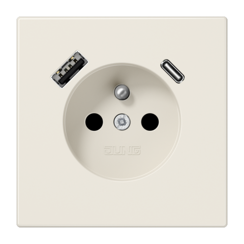 Jung Wcd.+lader LS wit penaarde+USB-A+C - 4011377185241 - 20018995