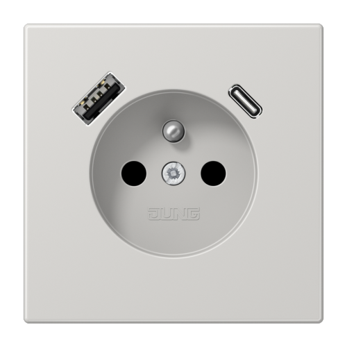 Jung Wcd.+lader LS li.grijs penaarde+USB-A+C - 4011377185272 - 20018996