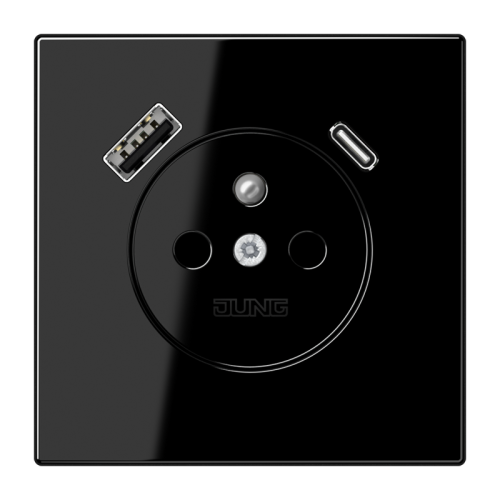 Jung Wcd.+lader LS zwart penaarde+USB-A+C - 4011377185289 - 20018997