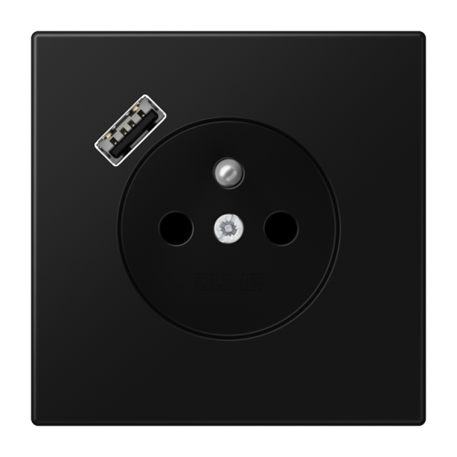 Jung Wcd.+lader LS zwart mat penaarde+USB-A - 4011377187641 - 20019004