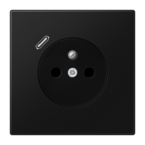 Jung Wcd.+lader LS zwart mat penaarde+USB-C - 4011377187672 - 20019010