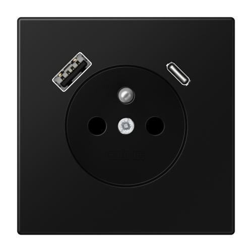 Jung Wcd.+lader LS zwart mat penaarde+USB-A+C - 4011377187696 - 20018998