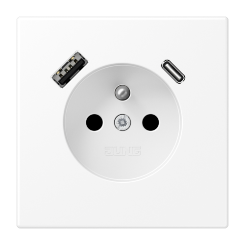 Jung Wcd.+lader LS wit mat penaarde+USB-A+C - 4011377187702 - 20019000