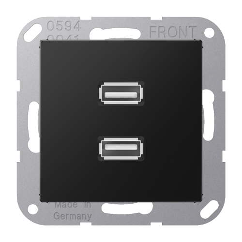 Jung Afdekking A500 matzwart voor 2xUSB - 4011377205000 - 20019952
