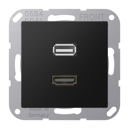 Jung Afdekking A500 matzwart voor HDMI/USB - 4011377205024 - 20019959