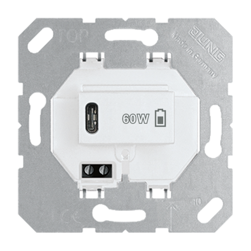 Jung USB-PD laadcontactdoos 1xC, 60W wit - 4011377322493 - 20020605