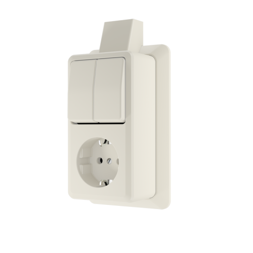 Jung AP600 wcd 1v RA + serieschak +MP, wit - 4011377366411 - 20196173