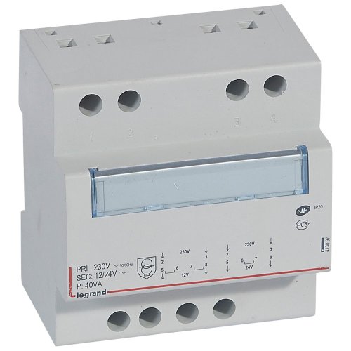 Legrand Modulaire transformator 12-24V 40VA gescheiden wikkelingen - 413097 legrand 1000 - 20039313