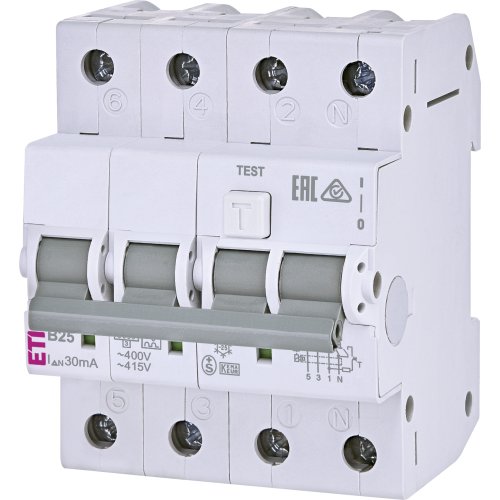 ETI aardlekautomaat b25a 3p+n 30ma - 431000155 - 4320110