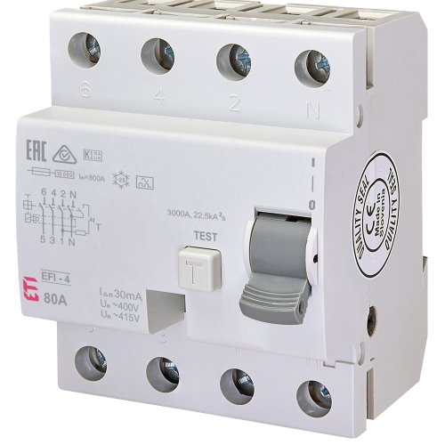 ETI aardlekschakelaar efi-4 80a 30ma 4p - 432000055 - 11004359