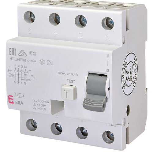 ETI Aardlekschakelaar EFI-4 80A 100mA 4p - 432000065 - 20000625