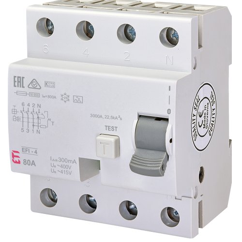 ETI Aardlekschakelaar EFI-4 80A 300mA 4p - 432000075 - 20000627