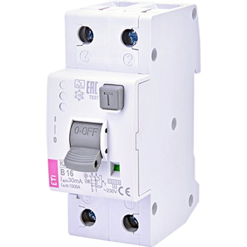 ETI Aardlekaut. KZS-2M B 16A 30mA 2p - 432000124 - 20000648